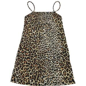 Zara Dress Womens Small Yellow Black Leopard Square‎ Neck Mini Stretch Knit